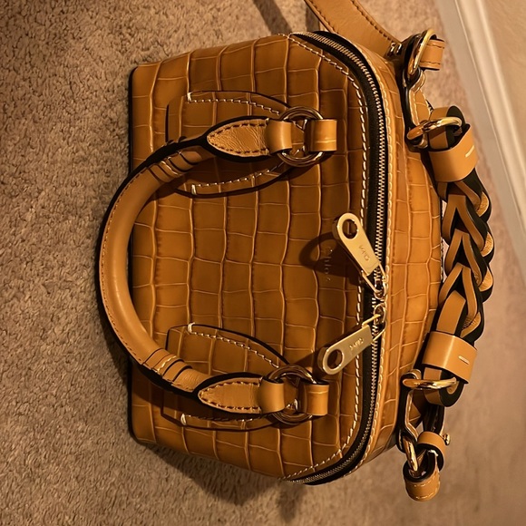 Chloe Small Daria Bag-Autumnal Brown Croc Embossed Leather - Picture 2 of 11